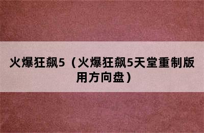 火爆狂飙5（火爆狂飙5天堂重制版 用方向盘）